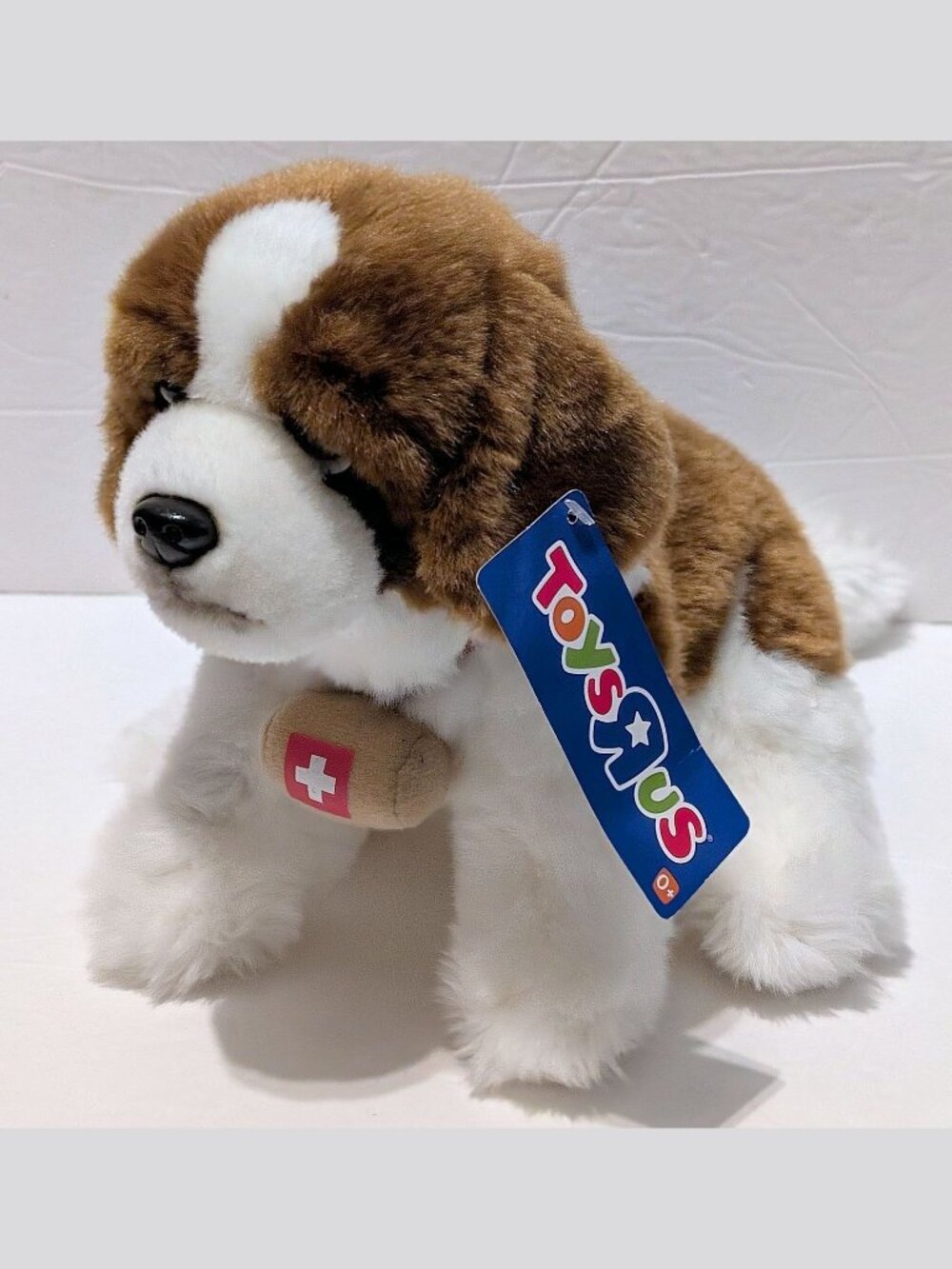 NWT Toys R Us St Bernard Puppy Dog Barrel Plush Rescue Realistic Animal Alley
